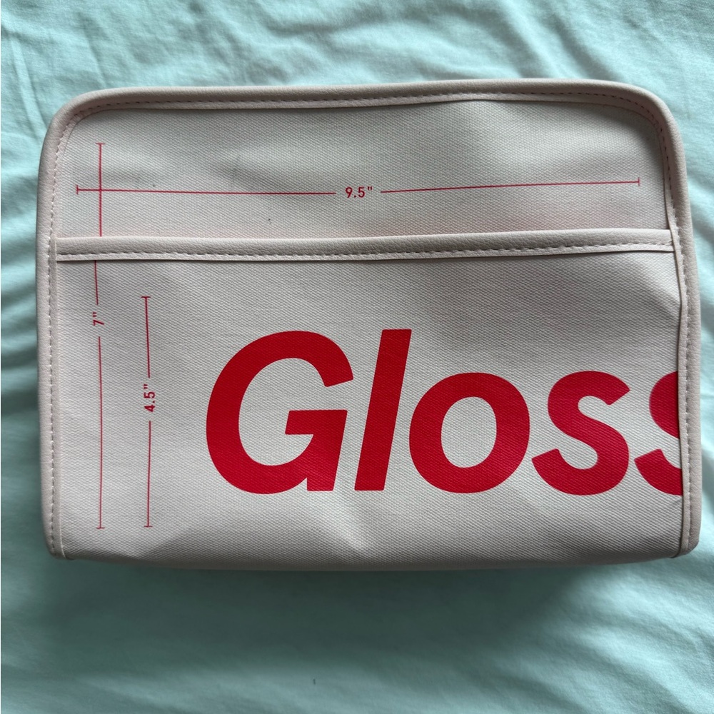 Glossier Pink and Red Beauty Bag